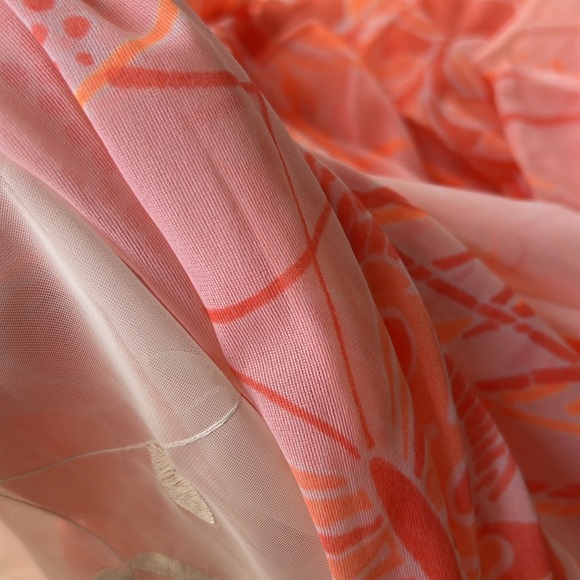 VTG MISS ELAINE 60s Sheer Mod Botanical Print ROBE/DUSTER - Picture 15 of 16